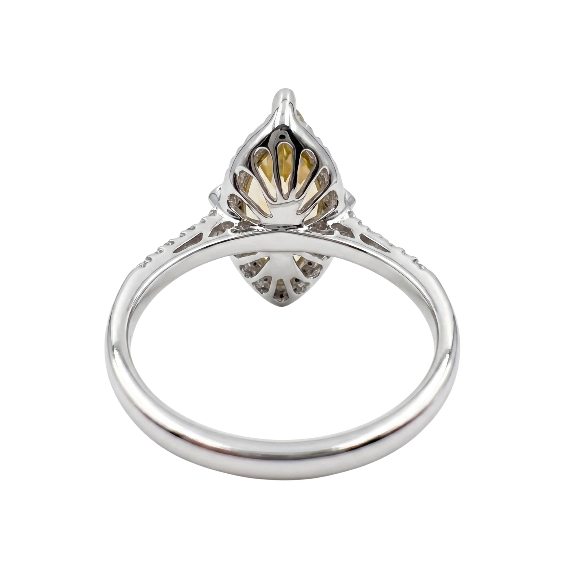 Vintage Citrine Diamond 14k White Gold Ring