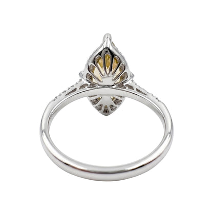 Vintage Citrine Diamond 14k White Gold Ring
