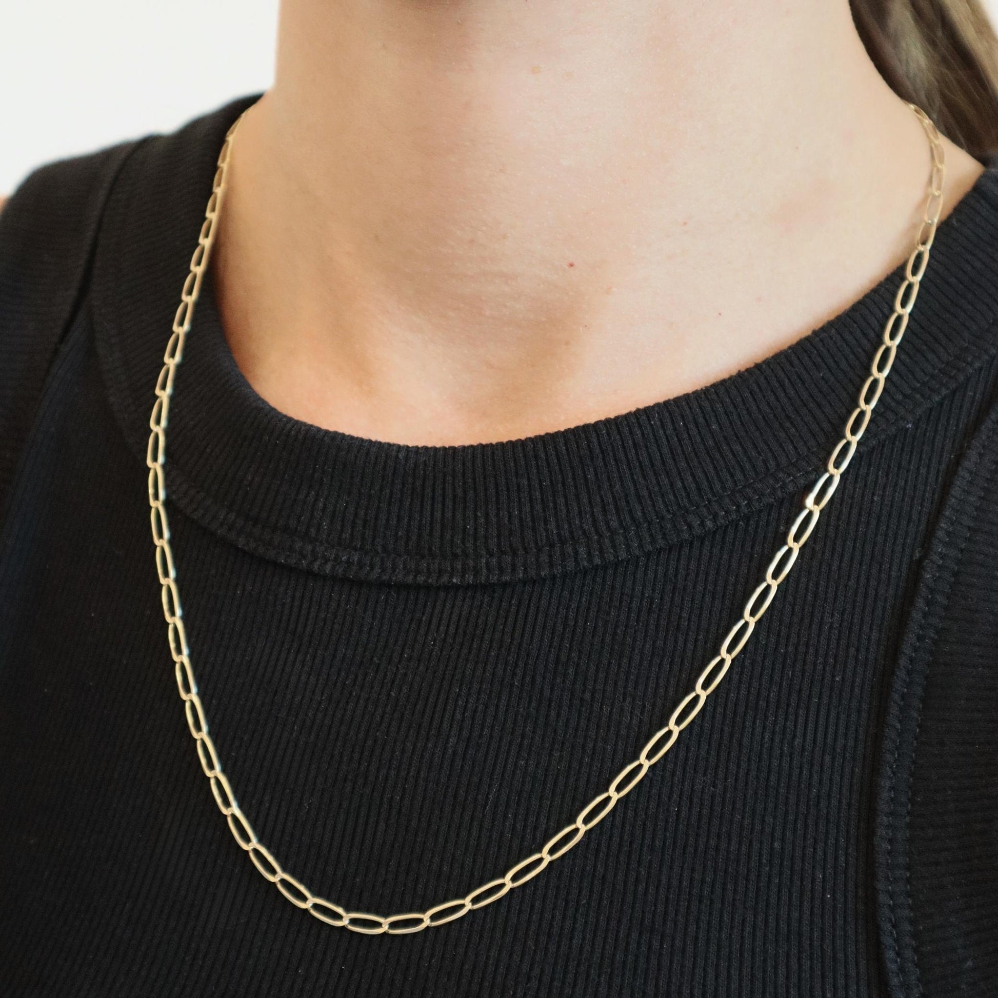 Vintage 14k Yellow Gold Paperclip Link Necklace