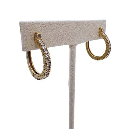 Vintage 14k Yellow Gold Diamond Hoop Earrings