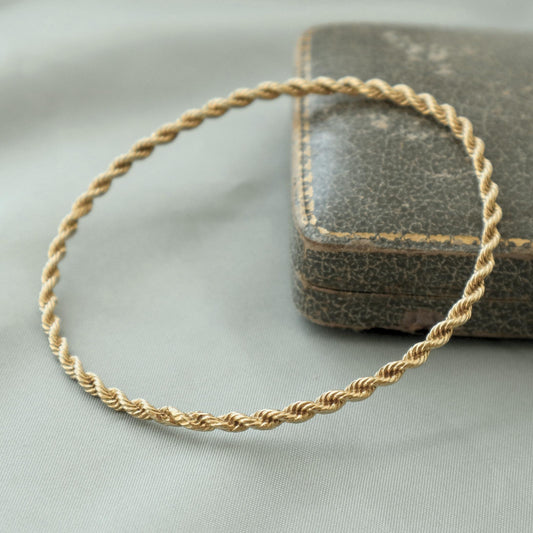 Vintage 14k Yellow Gold Rope Bangle