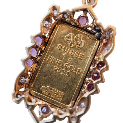 Vintage Ruby Diamond Yellow Gold Pamp Suisse Pendant