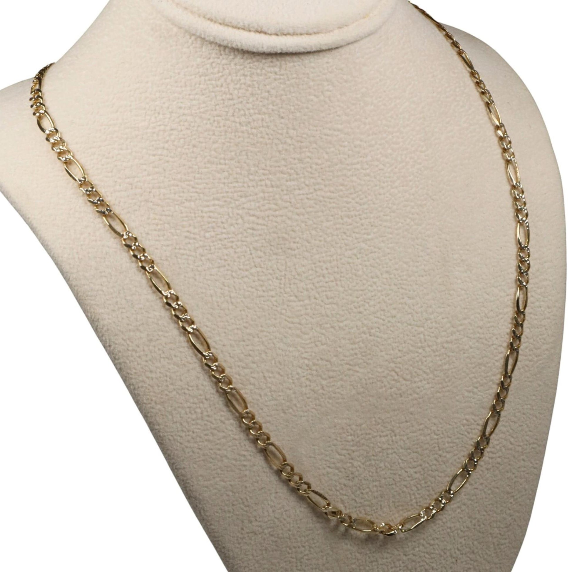 Vintage Italian 14k Yellow Gold Figaro Chain Necklace
