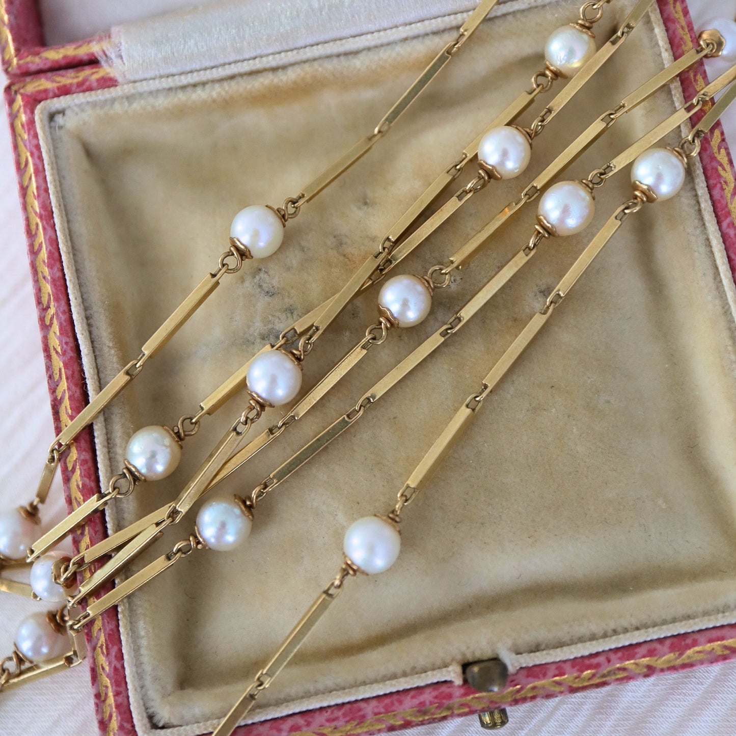 Mid-Century Italian Pearl 18k Yellow Gold Three Strand Necklace