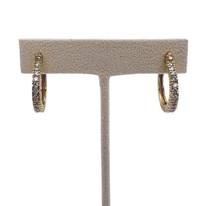 Vintage 14k Yellow Gold Diamond Hoop Earrings