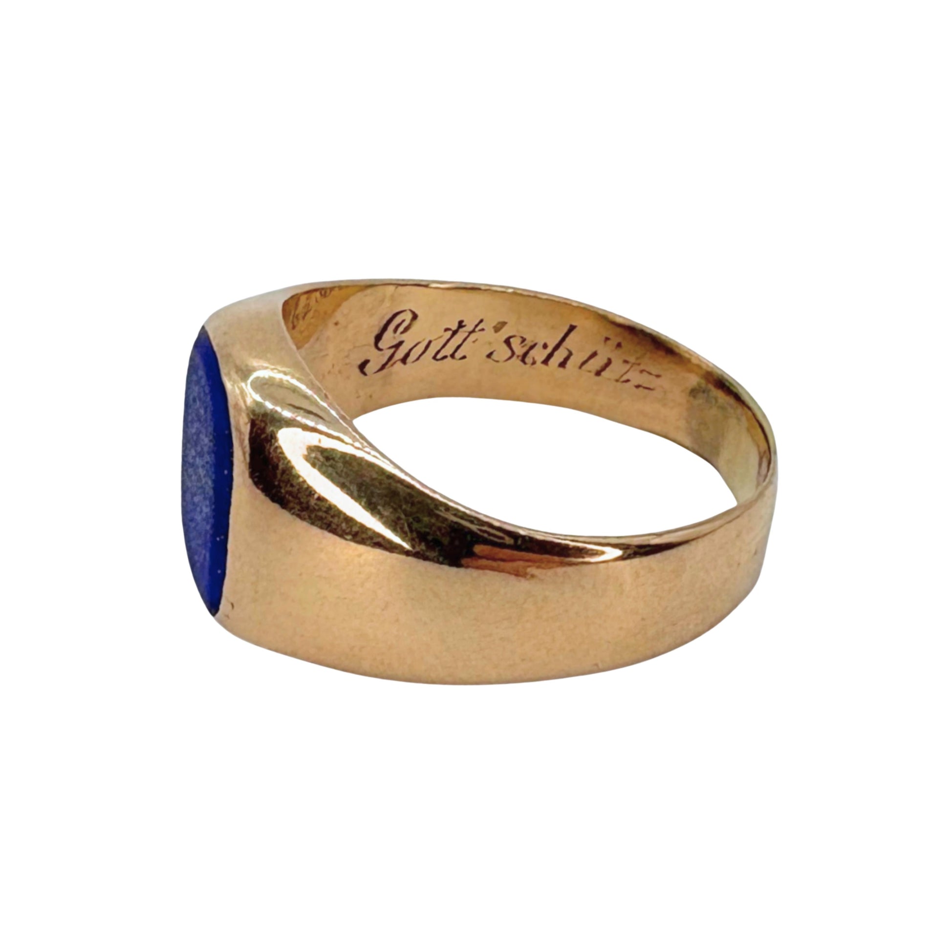 Antique 14k Yellow Gold Lapis Lazuli Signet Ring