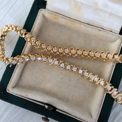 Vintage Diamond 14k Yellow Gold Bracelet