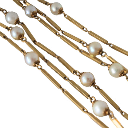 Mid-Century Italian Pearl 18k Yellow Gold Three Strand Necklace