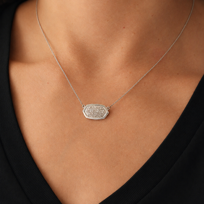 Vintage Italian Diamond White Gold Pendant Necklace